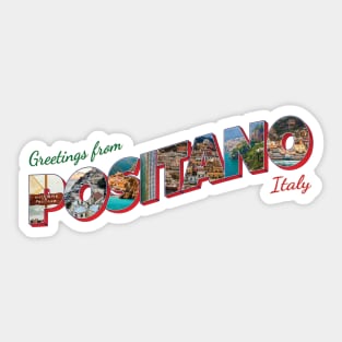 Greetings from Positano in Italy Vintage style retro souvenir Sticker